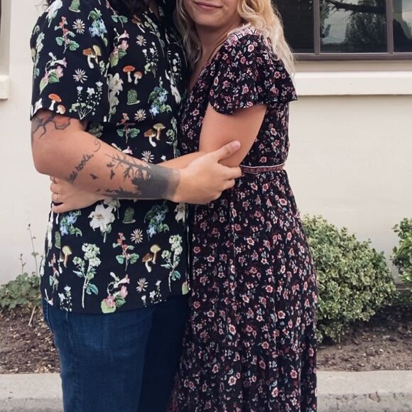 Cottagecore Staring black and pink floral midi dress - Picture 7 of 15